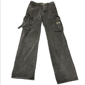 Black buckle cargo pants